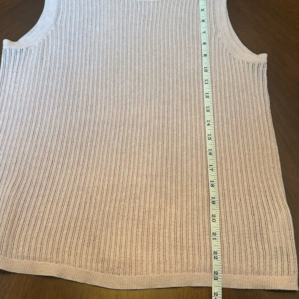 Saks Fifth Avenue Blush Pink Ribbed Knit Sleeveless Top Elegant - Picture 7 of 8